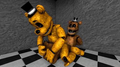 Blurred Golden Freddy Tickles Freddy Fazbear meme template