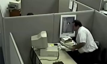 Blurred Guy smashing computer meme template