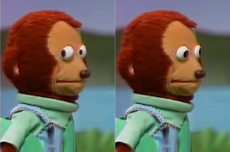 puppet Monkey looking away meme