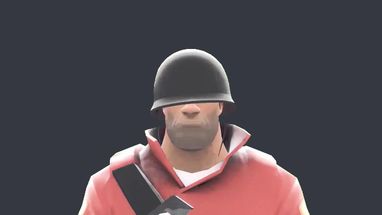 Blurred soldier says something and runs away meme template