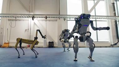 Blurred boston dynamics robot dance meme template