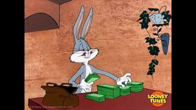 Blurred bugs bunny counting cash meme template
