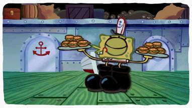 Blurred Mr Krabs eating SpongeBobs feet meme template