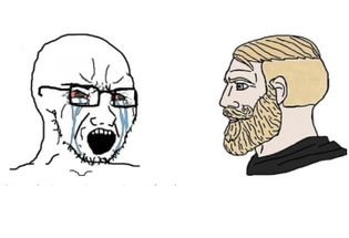 Blurred Soyboy Vs Yes Chad meme template