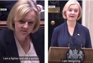 Blurred Liz Truss I am resigning meme template