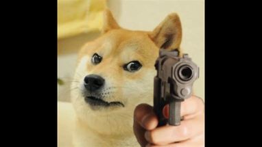 Blurred gun doge meme template