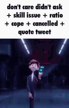 Blurred dont care didnt ask  skill issue  ratio  cope meme template