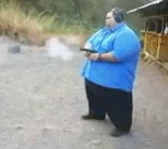 Fat guy shooting meme