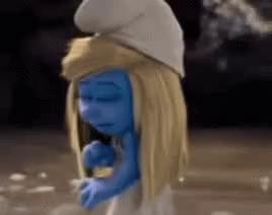Blurred Smurfette turning emo meme template