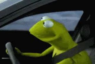 Blurred Kermit driving meme template