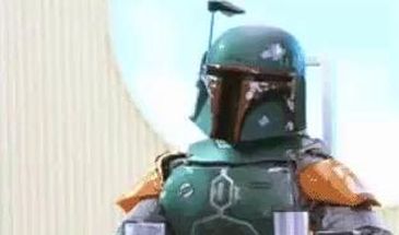 Blurred Boba Fett upvote finger gun meme template