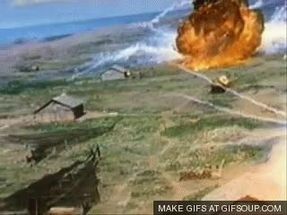 Blurred Napalm bombing explosion meme template