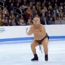 Blurred donald trump ice skate dance meme template