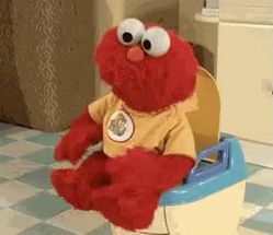 Blurred elmo on a toilet meme template