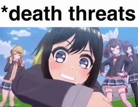 Blurred death threats meme template