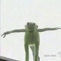 Blurred Falling kermit the frog meme template