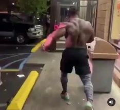 Blurred buff man walking into restraunt meme template