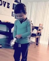 Blurred kid hitting balls meme template