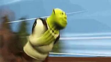 Blurred Shrek running meme template