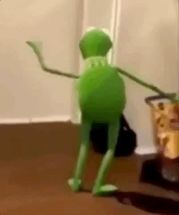 Blurred kermit dances meme template