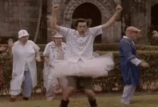 Blurred Jim Carrey Ace Ventura Mental Patient Dancing Tutu meme template