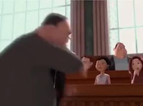 Blurred Guy freaking out in court meme template