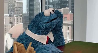 Blurred Cookie Monster waiting meme template
