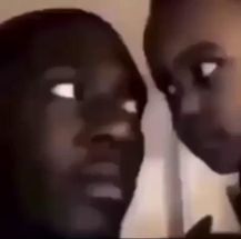 Blurred Disappointed black father and kid meme template