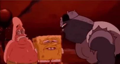 Blurred SpongeBob resisting the urge to meme template