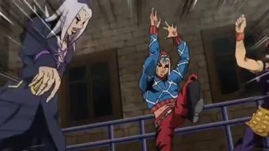 Blurred Jojo gang beats up man meme template