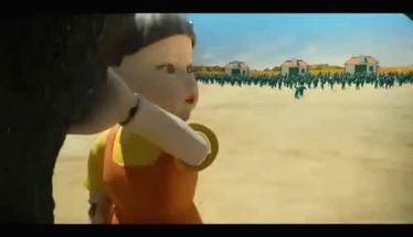 Blurred Squid game doll meme template