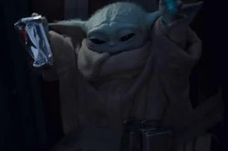 Blurred Baby Yoda Dance with Juice Box meme template