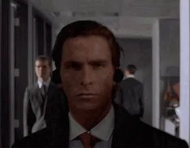 Blurred Patrick Bateman walking backwards meme template