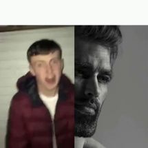 Blurred average mega chad talk meme template