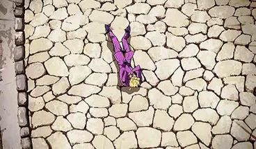 Blurred Giorno rolling on floor meme template