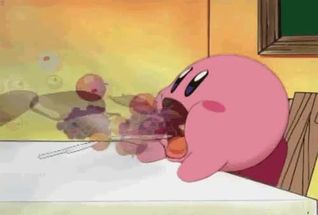 Blurred Kirby eating meme template