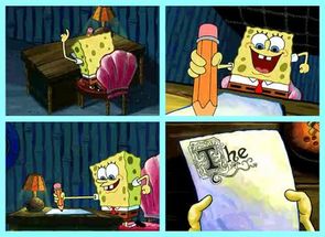 Blurred Spongebob Writing meme template