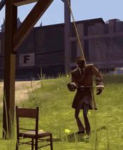 Blurred tf2 spy hangs himself meme template