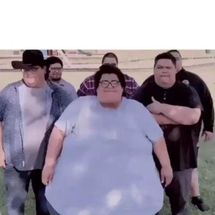 Blurred fat people dancing meme template