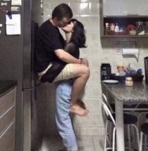 Girl Kissing Boy Against the Fridge meme