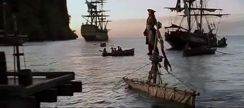 Blurred Jack sparrow stepping onto dock meme template