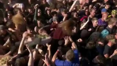 Blurred crowd surf meme template