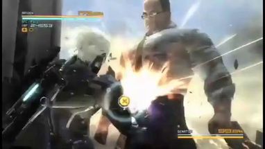 Blurred MGR Raiden punching Armstrong meme template