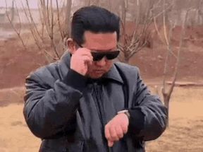 Blurred Kim jong un sunglasses meme template