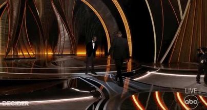 Blurred Will Smith hits Chris Rock Oscars 2022 meme template