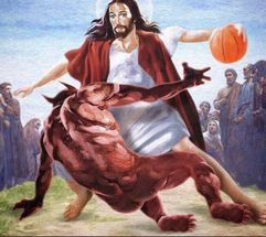 Blurred Jesus Playing Basketball meme template