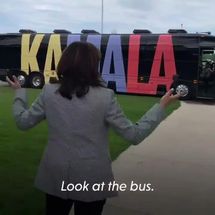 Blurred Kamala harris bus meme template