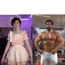 Blurred femboy vs chad meme template