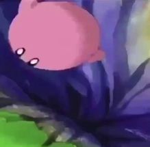 Blurred kirby falls off a cliff meme template