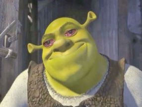 Blurred Shrek with Red Eyes meme template